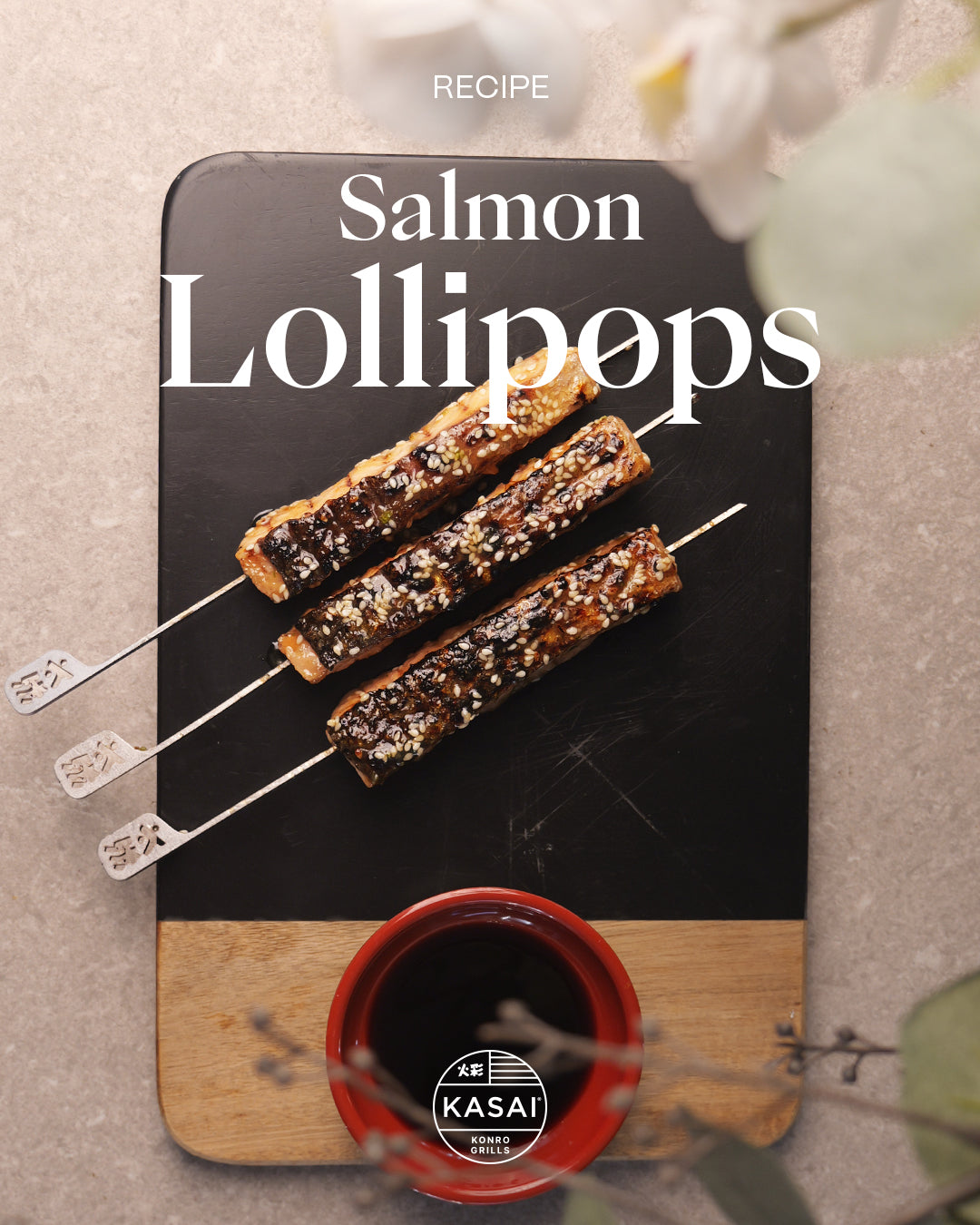 Salmon Lollipops with Miso and Citrus Glaze