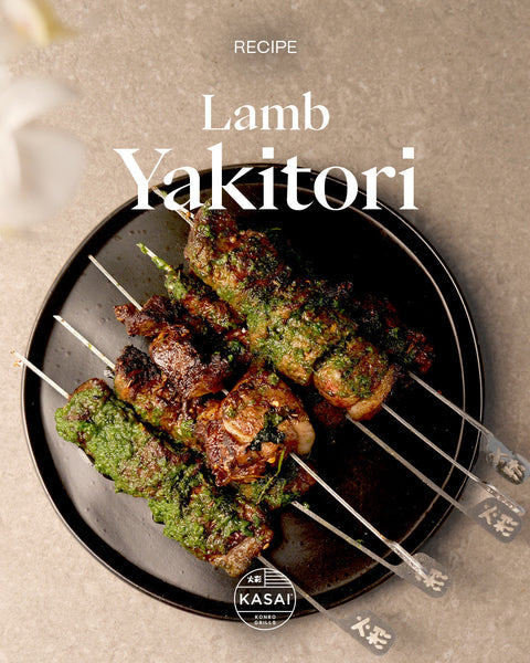Lamb Yakitori with Roasted Garlic and Coriander Marinade