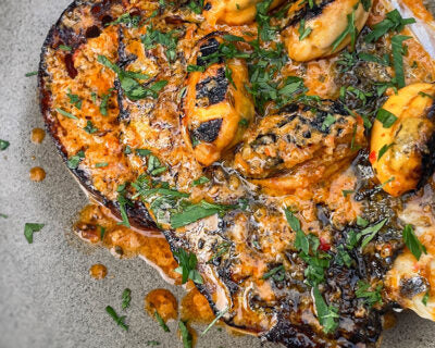 On the Coals Mackerel Toast, Mussels and Nduja I Kasai Grills