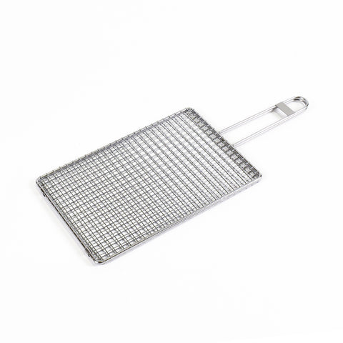 Kasai Stainless Steel Double Grilling Basket - 30 x 20 x 1cm - 45cm Overall Length