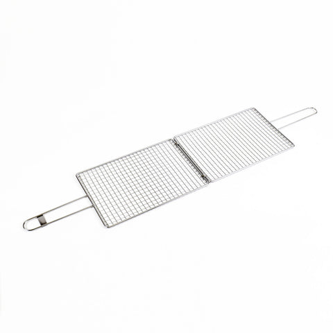 Kasai Stainless Steel Double Grilling Basket - 30 x 20 x 1cm - 45cm Overall Length